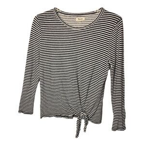 Madewell | Navy Blue Sound Check Striped Side Tie Long Sleeve Tee, XL